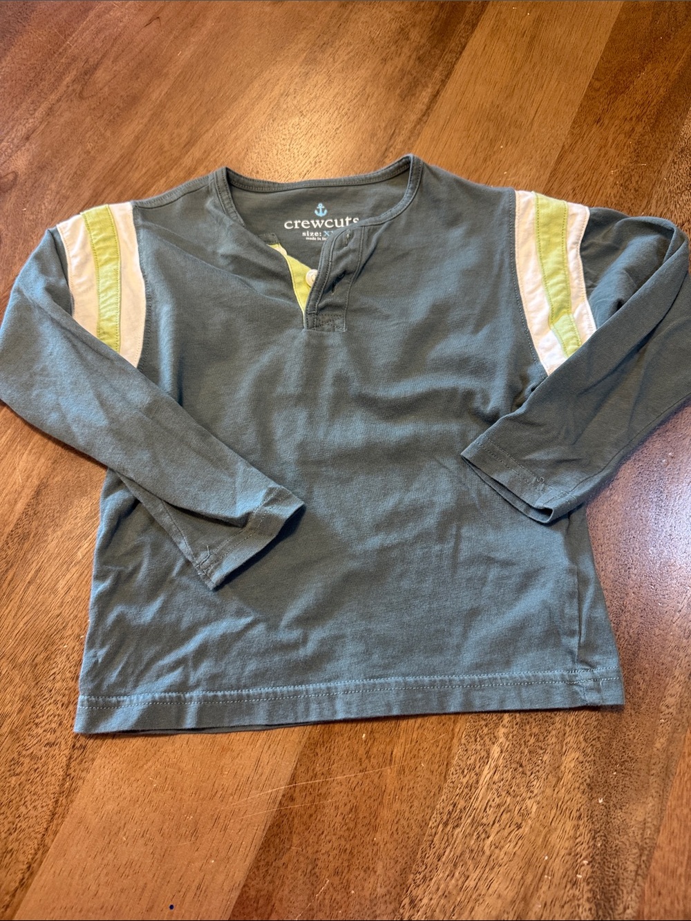 crewcuts Boys' Slate Green Long-Sleeve Henley Top with Contrast Stripes